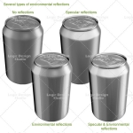 beverage cans mock up reflections