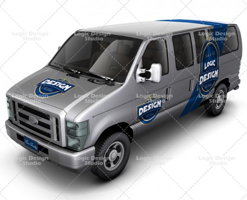 minibus car mock up front view