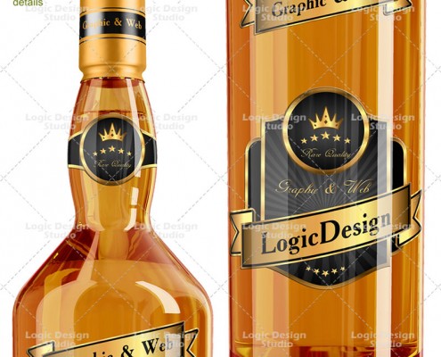 Whisky and Cognac Bottle Mock Up