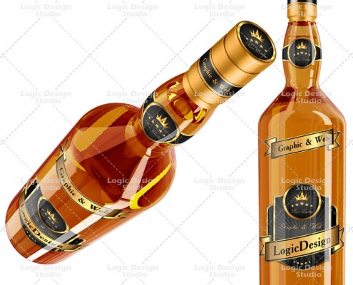 Whisky and Cognac Bottle Mock Up
