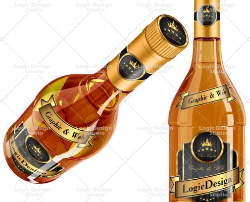 Whisky and Cognac Bottle Mock Up