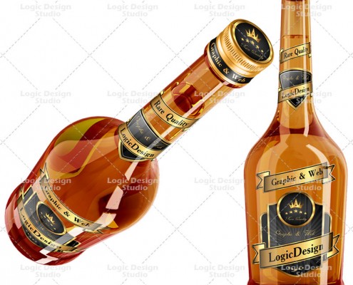 Whisky and Cognac Bottle Mock Up