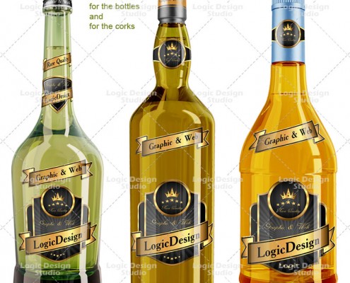 Whisky and Cognac Bottle Mock Up