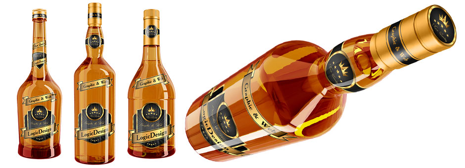 Whisky and Cognac Bottle Mock Up