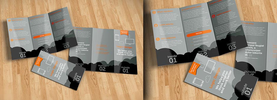 tri-fold brochure mock-up details