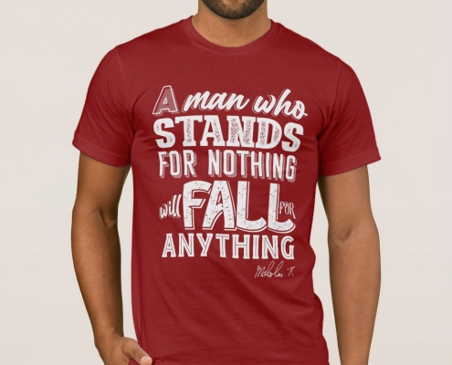 Malcom X Quote Stand and Fall - t-shirt