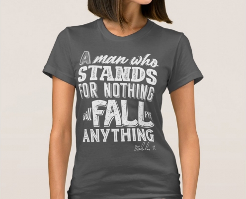 Malcom X Quote Stand and Fall - t-shirt
