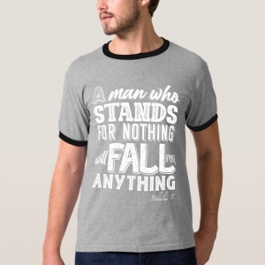 Malcom X Quote Stand and Fall - t-shirt