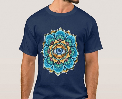 Colored Mandala With An Eye Symbol - t-shirt