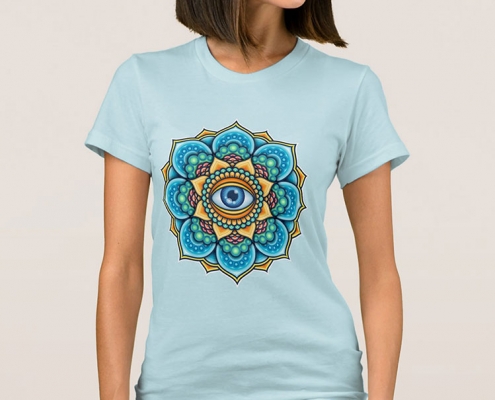 Colored Mandala With An Eye Symbol - t-shirt