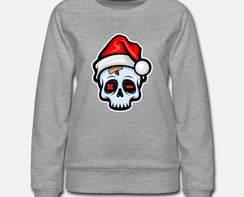 Funny Christmas Skull, Cartoon Style - shirt