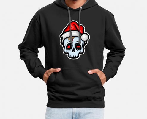 Funny Christmas Skull, Cartoon Style - shirt men
