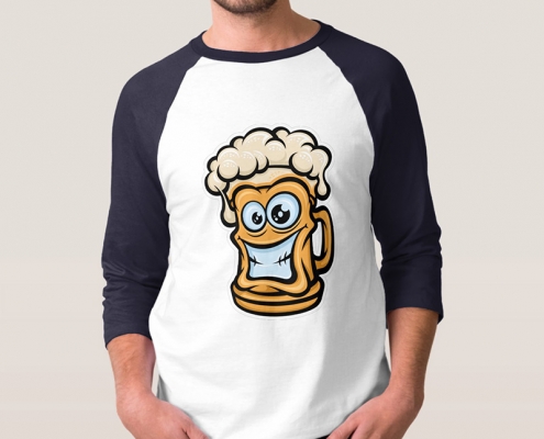 Happy Beer Mug, Cartoon Style - t-shirt