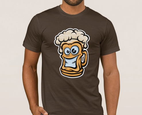 Happy Beer Mug, Cartoon Style - t-shirt