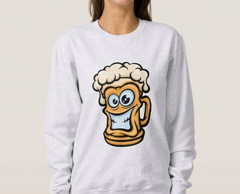 Happy Beer Mug, Cartoon Style - sweatshirt