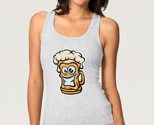 Happy Beer Mug, Cartoon Style - tank top