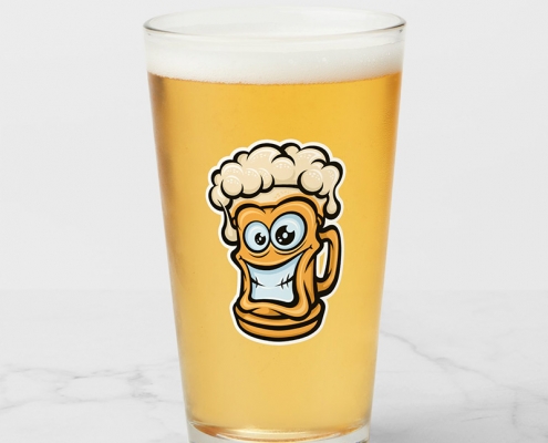 Happy Beer Mug, Cartoon Style - beer glass