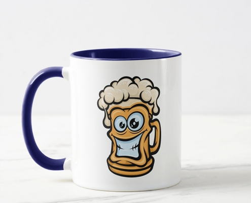 Happy Beer Mug, Cartoon Style - coffee mug