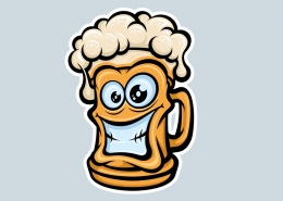 Happy Beer Mug, Cartoon Style