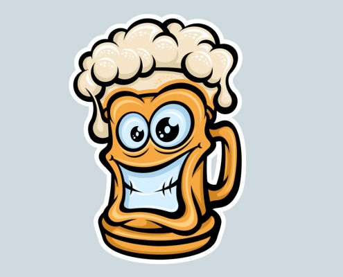 Happy Beer Mug, Cartoon Style